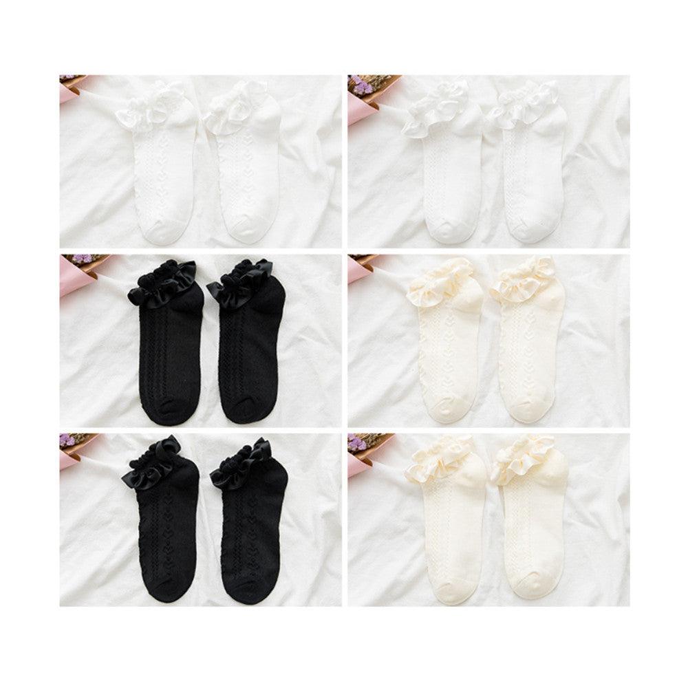 Chaussettes d'été à volants pour femme, courtes, en nylon, dentelle, motif dessin animé, style doux, pour filles, collants, accessoires de cosplay