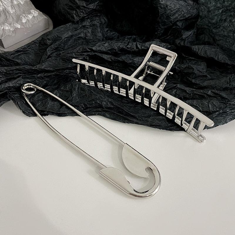 Pince à cheveux tendance argentée minimaliste et délicate pour femmes, accessoires de mode, barrettes, couvre-chef