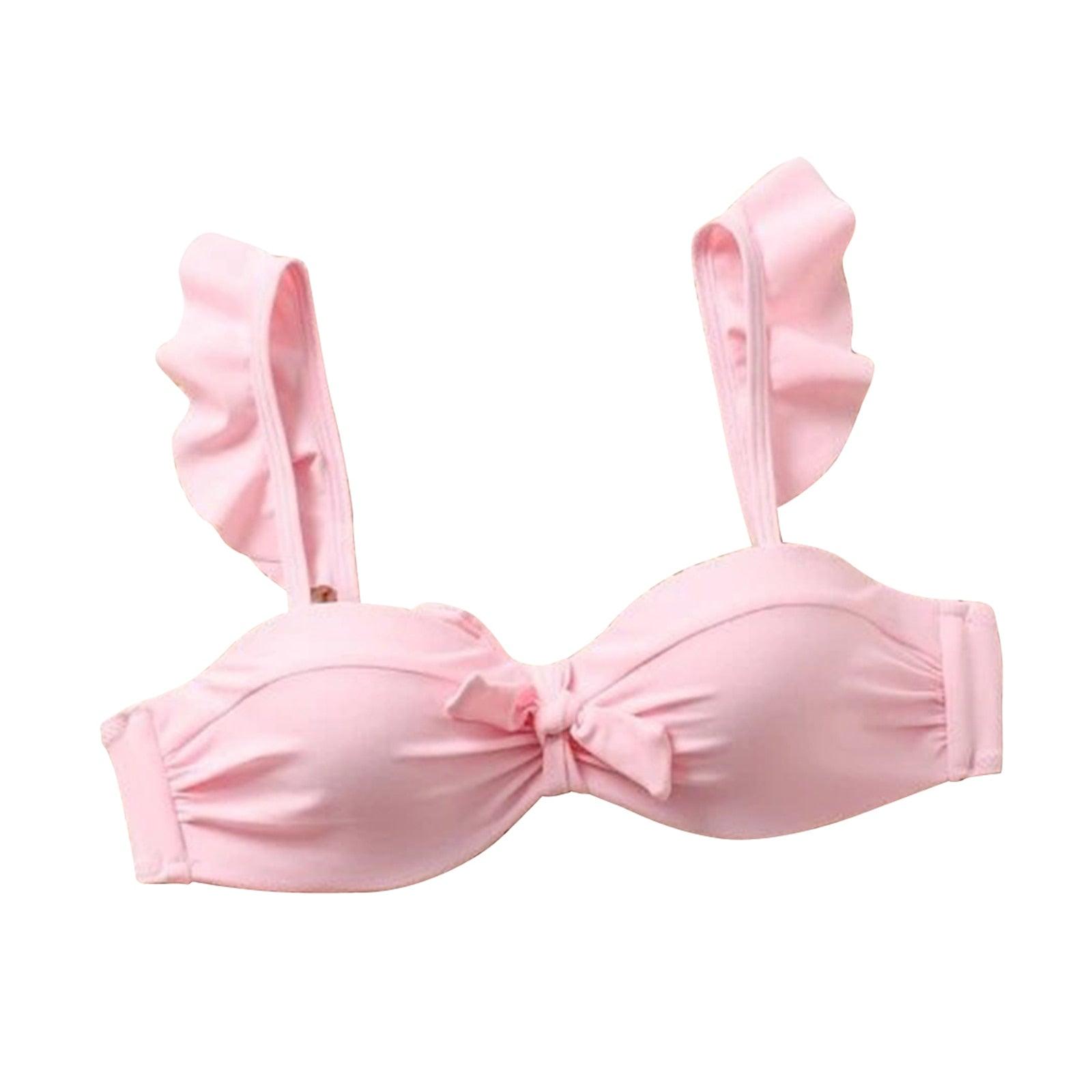Ensemble de maillots de bain d'été 2 pièces pour femmes, hauts courts à volants et nœud papillon, maillot de bain imprimé rayé, bikini 2 pièces, maillots de bain d'été à volants et col en V