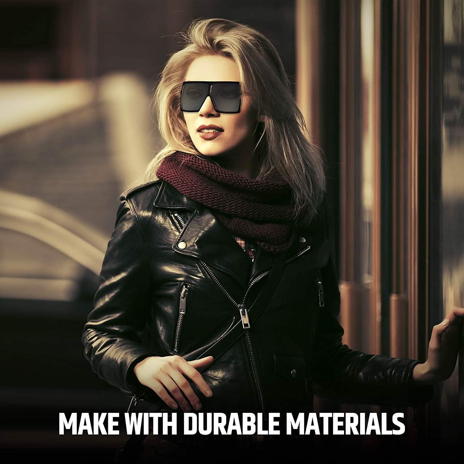 Lunettes de soleil carrées à grande monture pour femmes