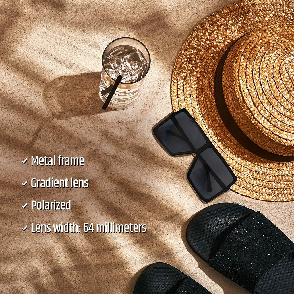 Lunettes de soleil carrées à grande monture pour femmes