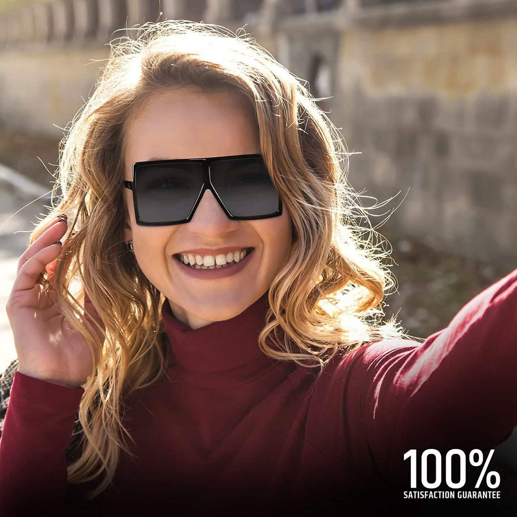 Lunettes de soleil carrées à grande monture pour femmes