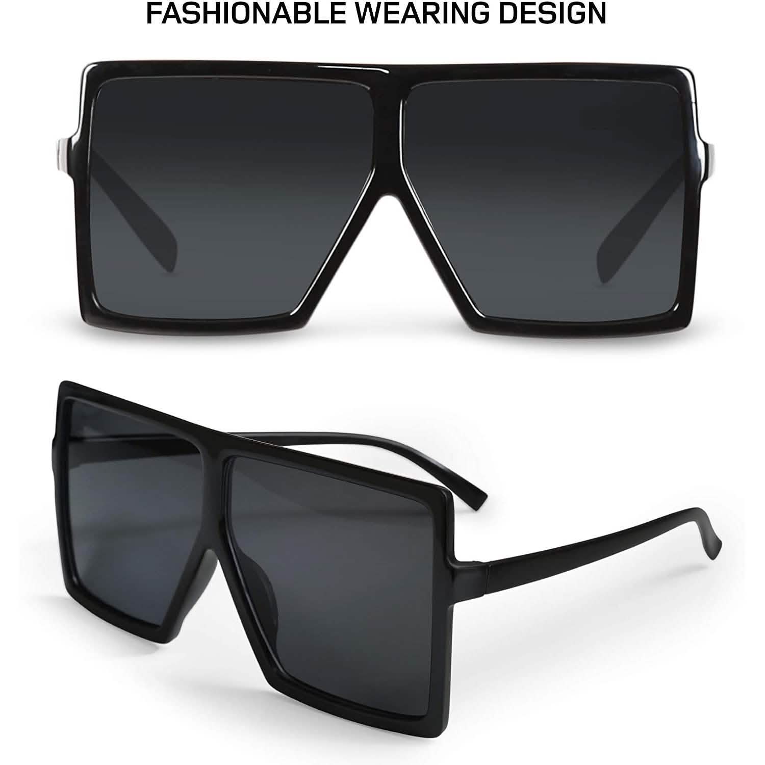 Lunettes de soleil carrées à grande monture pour femmes
