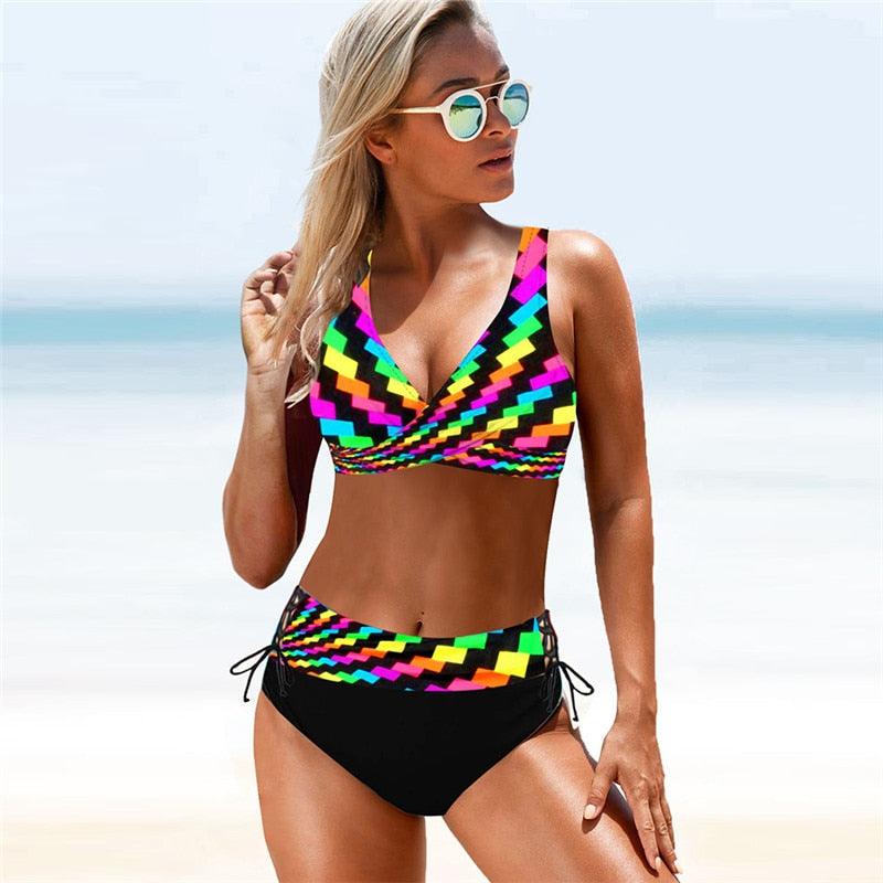 Maillot de bain femme bikini grande taille push-up taille haute ensemble bikini femme push-up licou bandage maillots de bain bas de maillot de bain maillot de bain maillot de bain plage maillot de bain