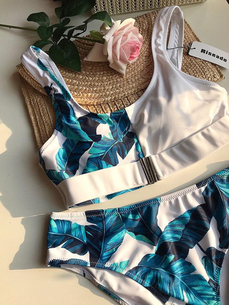 Ensemble bikini léopard femme maillot de bain taille haute femme imprimé floral 2 pièces maillots de bain femme maillots de bain patchwork bikinis push up imprimés boucles devant tenue de plage