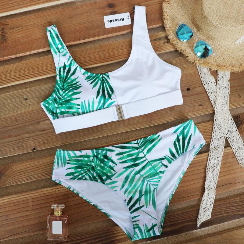 Ensemble bikini léopard femme maillot de bain taille haute femme imprimé floral 2 pièces maillots de bain femme maillots de bain patchwork bikinis push up imprimés boucles devant tenue de plage