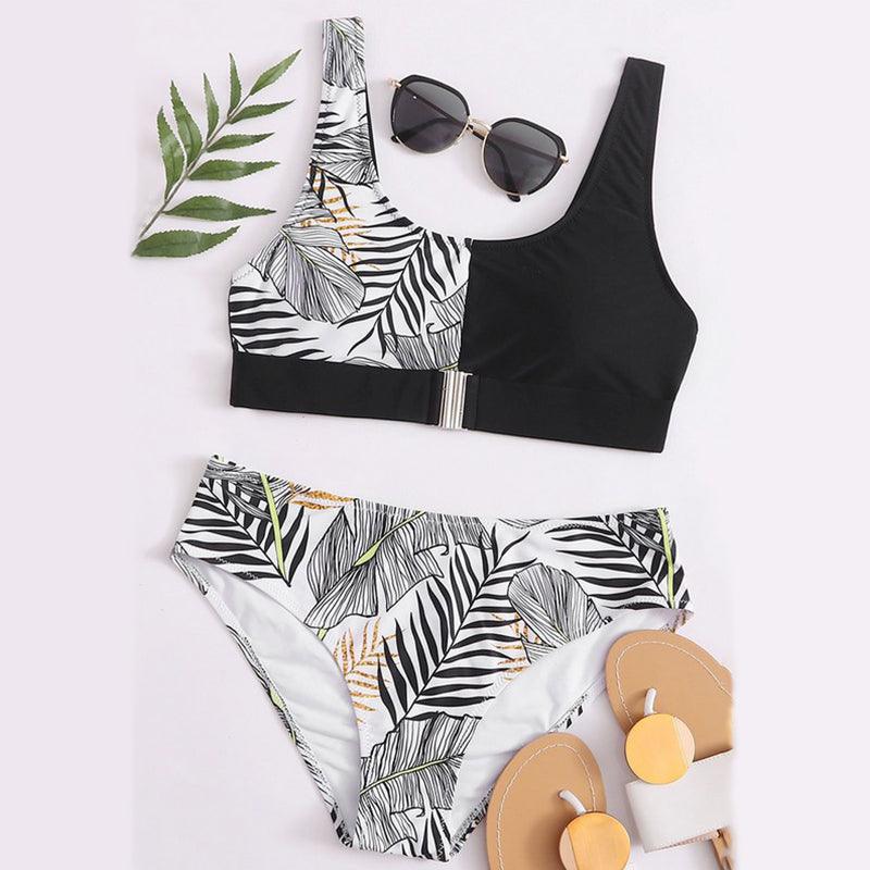 Ensemble bikini léopard femme maillot de bain taille haute femme imprimé floral 2 pièces maillots de bain femme maillots de bain patchwork bikinis push up imprimés boucles devant tenue de plage