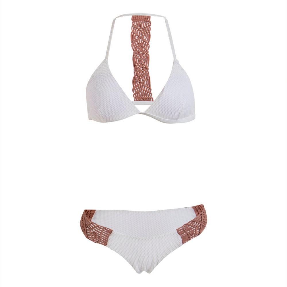 Ensemble bikini femme été kaki dos nu maillot de bain femme deux pièces à bretelles croisées push-up maillot de bain femme maillot de bain ensemble bikini push-up taille basse soutien-gorge ensemble bikini maillot de bain évidé