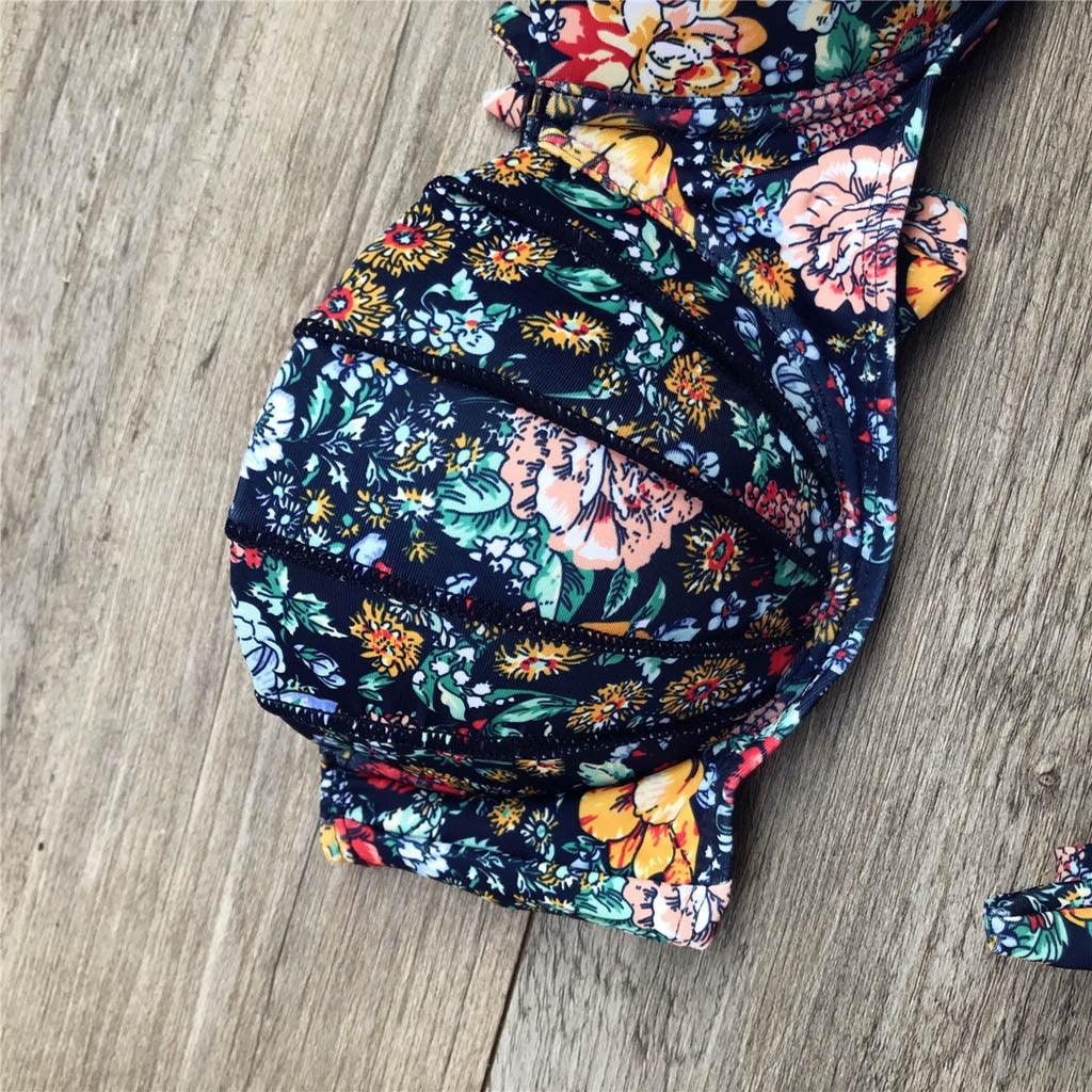 Maillot de bain bikini femme bandeau imprimé floral maillot de bain deux pièces séparé maillot de bain femme deux pièces séparé bandeau ensembles bikini hauts licou bas sans bretelles
