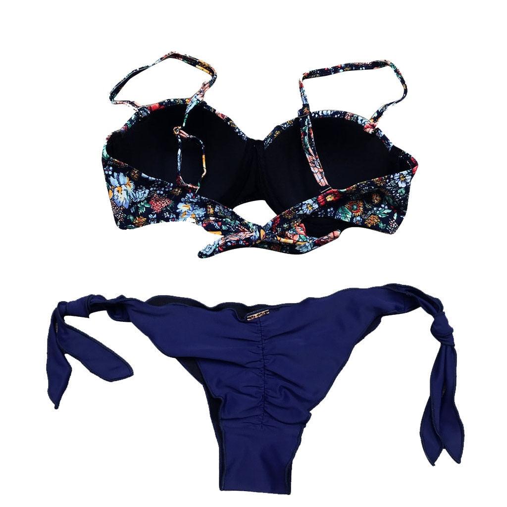 Maillot de bain bikini femme bandeau imprimé floral maillot de bain deux pièces séparé maillot de bain femme deux pièces séparé bandeau ensembles bikini hauts licou bas sans bretelles