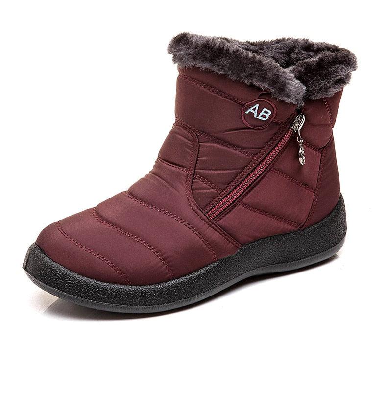 Bottes pour femmes, mode, imperméables, bottes de neige pour l'hiver, décontractées, légères, chevilles chaudes, bottes d'hiver doublées de fourrure, bottes chaudes à enfiler, chaussures imperméables, design confortable et doux pour femme.