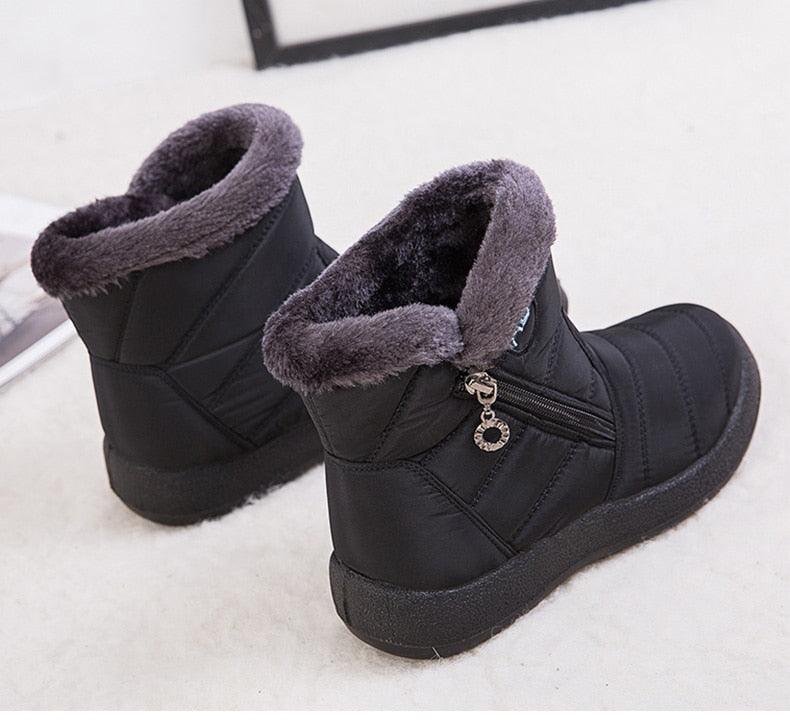 Bottes pour femmes, mode, imperméables, bottes de neige pour l'hiver, décontractées, légères, chevilles chaudes, bottes d'hiver doublées de fourrure, bottes chaudes à enfiler, chaussures imperméables, design confortable et doux pour femme.