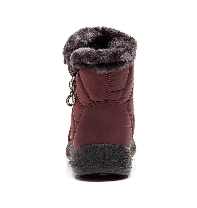 Bottes pour femmes, mode, imperméables, bottes de neige pour l'hiver, décontractées, légères, chevilles chaudes, bottes d'hiver doublées de fourrure, bottes chaudes à enfiler, chaussures imperméables, design confortable et doux pour femme.