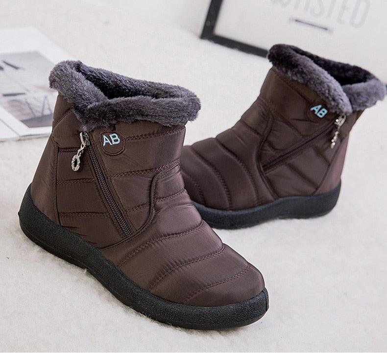 Bottes pour femmes, mode, imperméables, bottes de neige pour l'hiver, décontractées, légères, chevilles chaudes, bottes d'hiver doublées de fourrure, bottes chaudes à enfiler, chaussures imperméables, design confortable et doux pour femme.