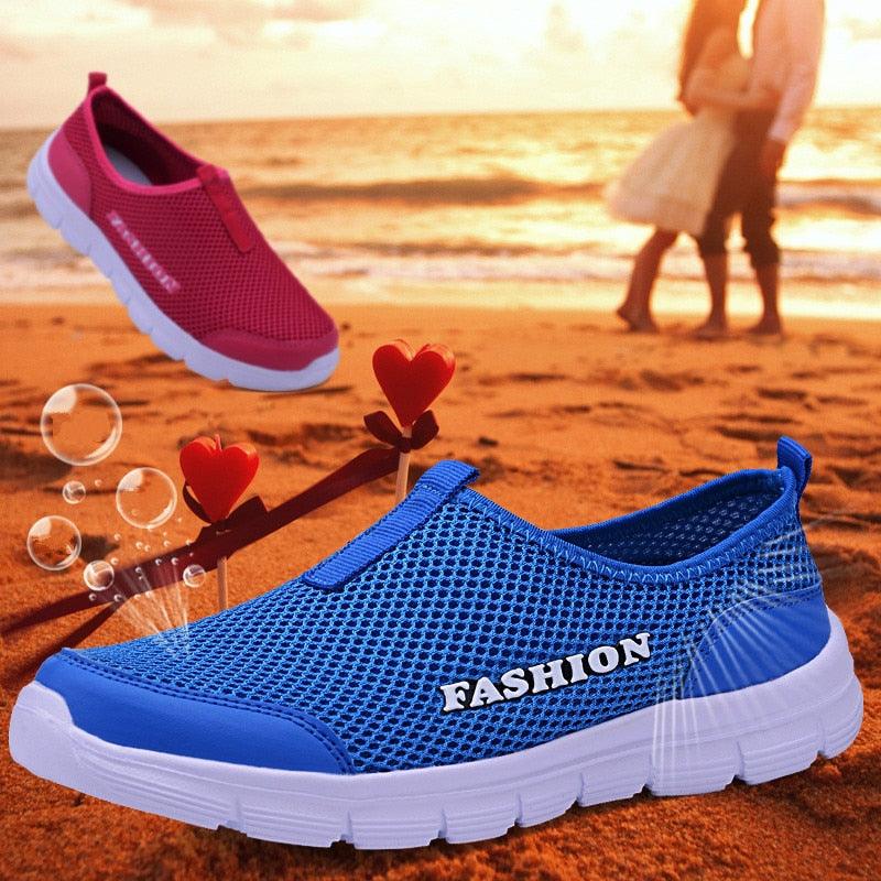 Chaussures décontractées en maille respirante pour femmes et hommes, baskets d'été, chaussures de course pour hommes, chaussures de marche ultra-légères et respirantes à enfiler, chaussures athlétiques antidérapantes, espadrilles à la mode