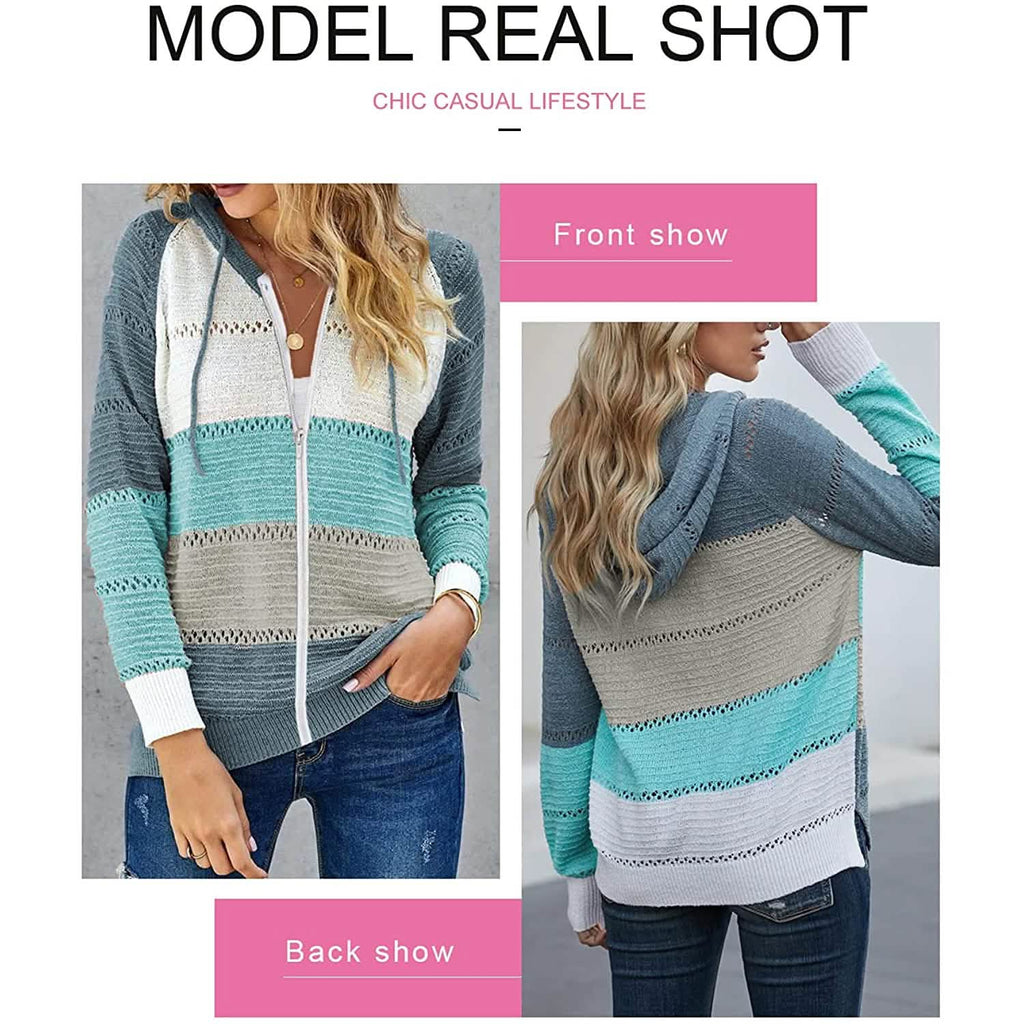Sweat-shirt à capuche décontracté zippé à manches longues pour femme