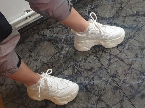 Baskets Chunky Femme Décontractées Vulcanisées Femme Baskets à Plateforme Haute Lacets Baskets Blanches Chaussures Blanches Mode Automne Hiver Plateforme de Haute Qualité Baskets