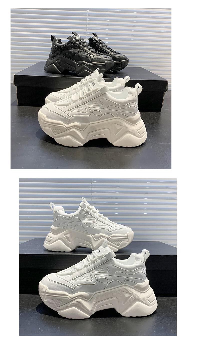 Baskets Chunky Femme Décontractées Vulcanisées Femme Baskets à Plateforme Haute Lacets Baskets Blanches Chaussures Blanches Mode Automne Hiver Plateforme de Haute Qualité Baskets