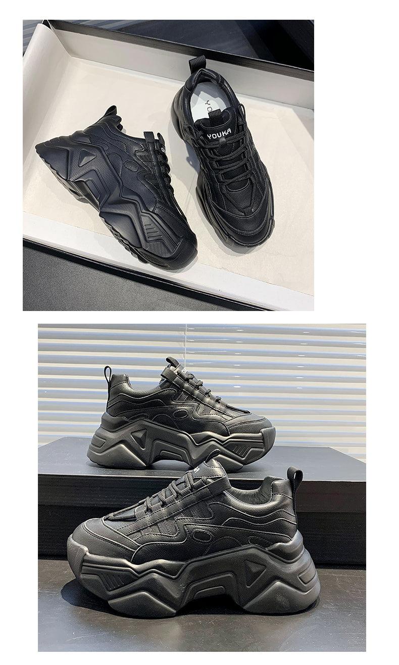 Baskets Chunky Femme Décontractées Vulcanisées Femme Baskets à Plateforme Haute Lacets Baskets Blanches Chaussures Blanches Mode Automne Hiver Plateforme de Haute Qualité Baskets