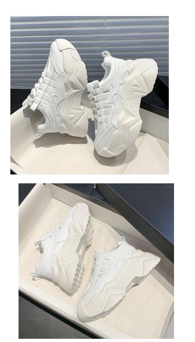 Baskets Chunky Femme Décontractées Vulcanisées Femme Baskets à Plateforme Haute Lacets Baskets Blanches Chaussures Blanches Mode Automne Hiver Plateforme de Haute Qualité Baskets