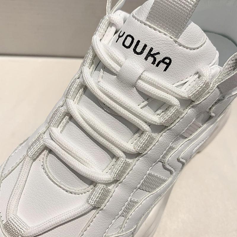 Baskets Chunky Femme Décontractées Vulcanisées Femme Baskets à Plateforme Haute Lacets Baskets Blanches Chaussures Blanches Mode Automne Hiver Plateforme de Haute Qualité Baskets