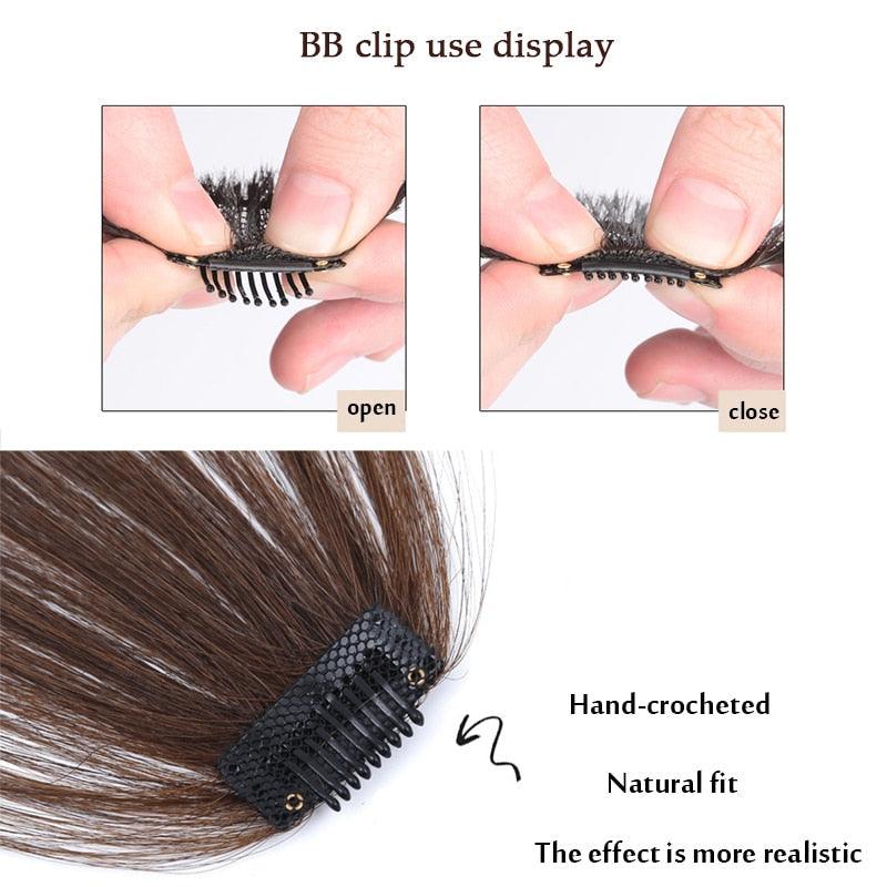 Postiche Cheveux Femme Frange Clip Synthétique Faux Morceau De Cheveux Clip Dans Les Extensions De Cheveux Avant Naturel Plat Soignée Frange Avec Tempes Pour Femmes Postiche Une Pièce