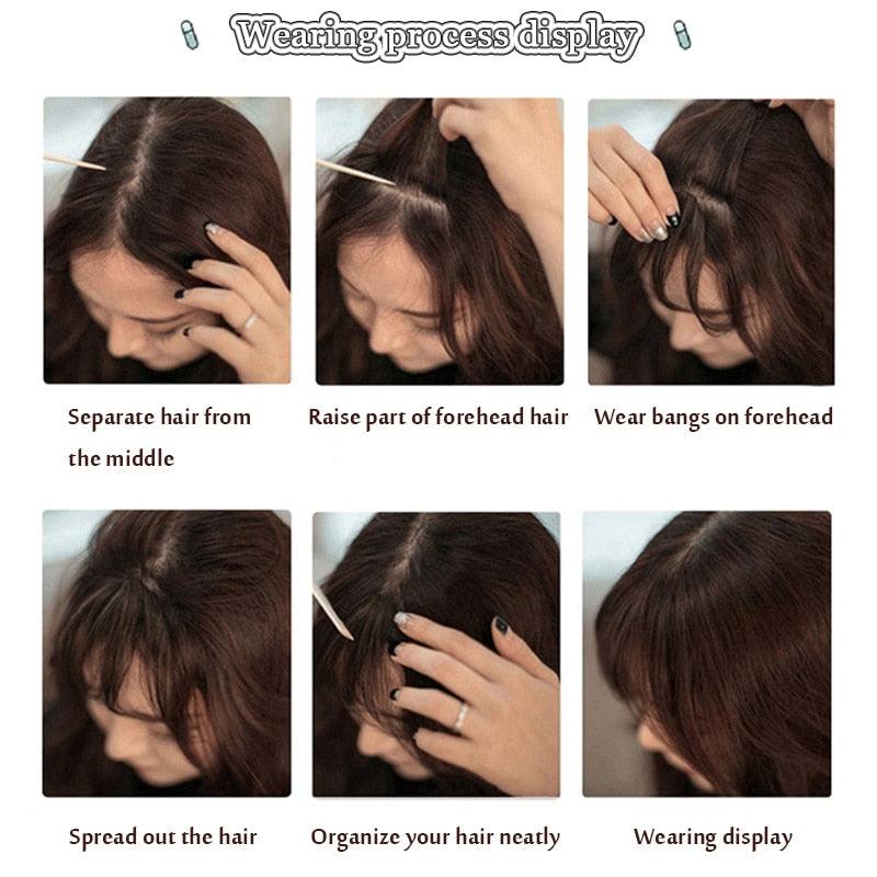 Postiche Cheveux Femme Frange Clip Synthétique Faux Morceau De Cheveux Clip Dans Les Extensions De Cheveux Avant Naturel Plat Soignée Frange Avec Tempes Pour Femmes Postiche Une Pièce