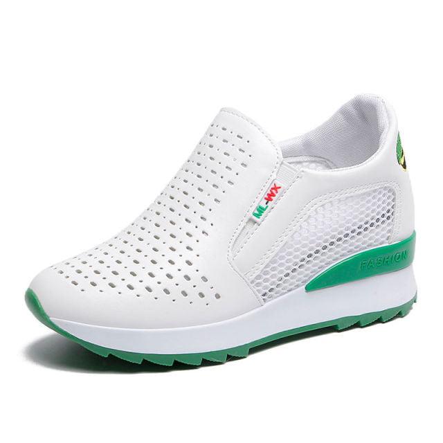 Women Comfortable Casual Shoes Summer Slip On Mixed Colors Increasing Height Sneakers Fashion High Top Hidden Heel Shoes Casual Platform Ankle Boots