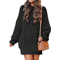 Robes pull courtes, coupe ample, à col rond et manches longues, en grosse maille torsadée, pour femme