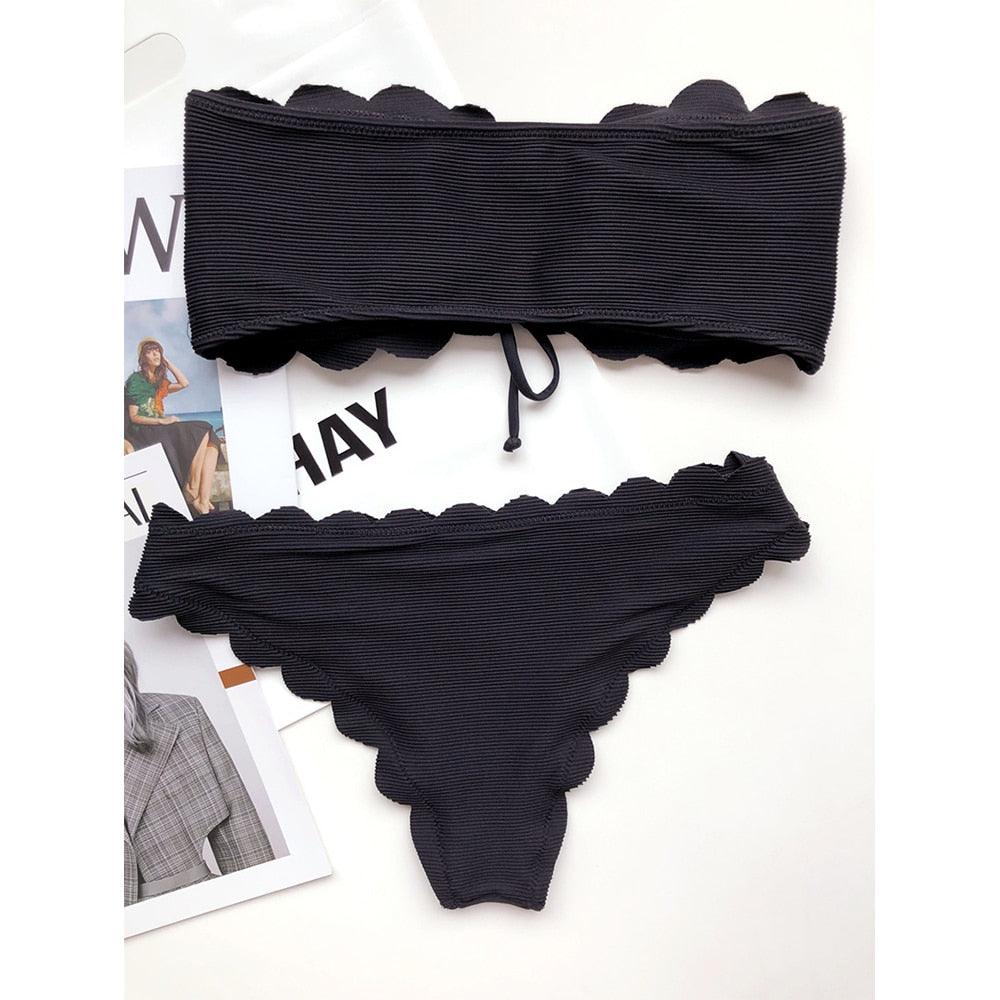 Femmes Dot Bikini Femmes Maillot de Bain Deux Pièces Ensemble de Bikini Femme Maillot de Bain Micro Sans Bretelles 2 Pièces Bas de Bikini à Nouer Push Up Maillot de Bain Tenue de Plage Maillot de Natation