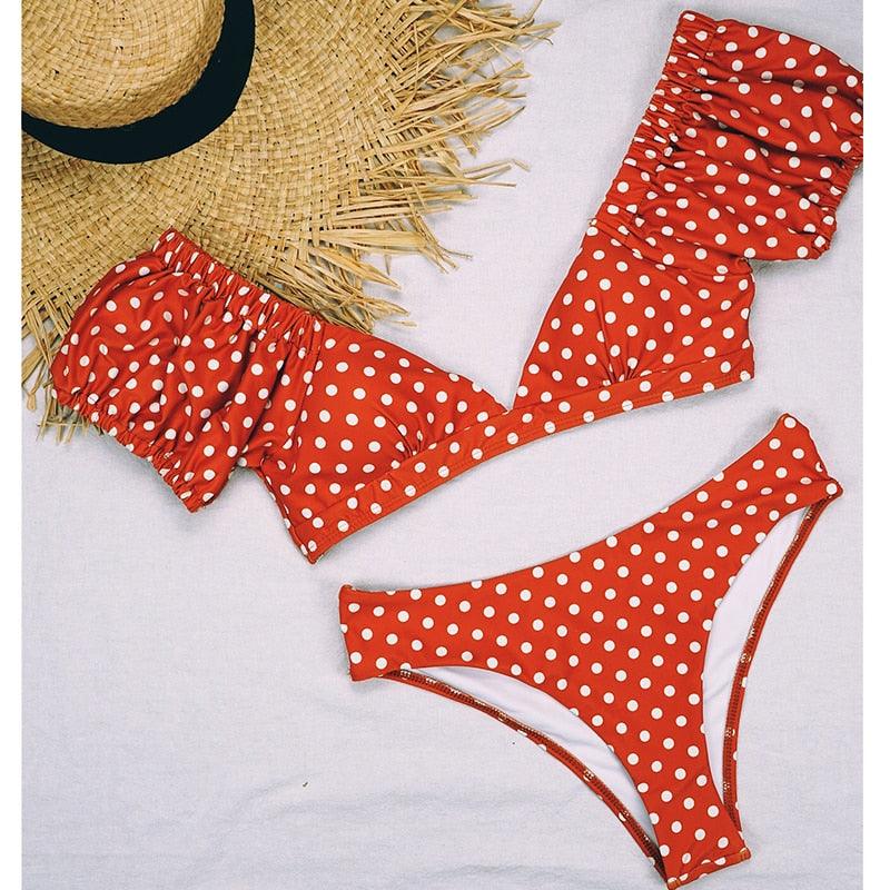 Femmes Dot Bikini Femmes Maillot de Bain Deux Pièces Ensemble de Bikini Femme Maillot de Bain Micro Sans Bretelles 2 Pièces Bas de Bikini à Nouer Push Up Maillot de Bain Tenue de Plage Maillot de Natation