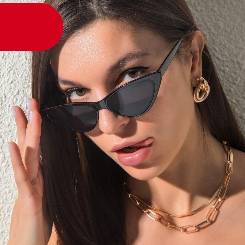 Lunettes de soleil pour femmes, élégantes, noires, d'été, style œil de chat, nouvelles, populaires, petites lunettes de soleil pour femmes, lunettes rétro d'été