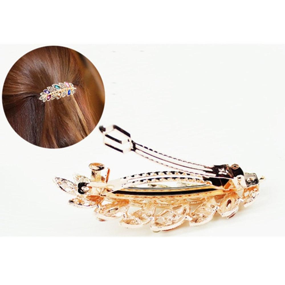 Épingle à cheveux queue de cheval en strass pour femmes, pince à ressort, bijoux de luxe pour dames, pince latérale en cristal, support de queue de cheval magnifique, accessoires capillaires pour femmes