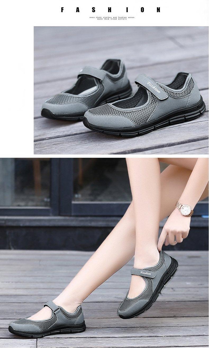 Baskets plates décontractées à la mode en maille respirante pour femmes Chaussures d'été plates et souples à la mode légères à enfiler super légères pour femmes