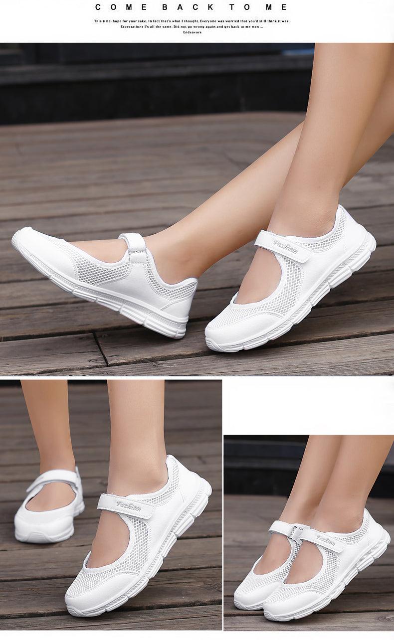 Baskets plates décontractées à la mode en maille respirante pour femmes Chaussures d'été plates et souples à la mode légères à enfiler super légères pour femmes
