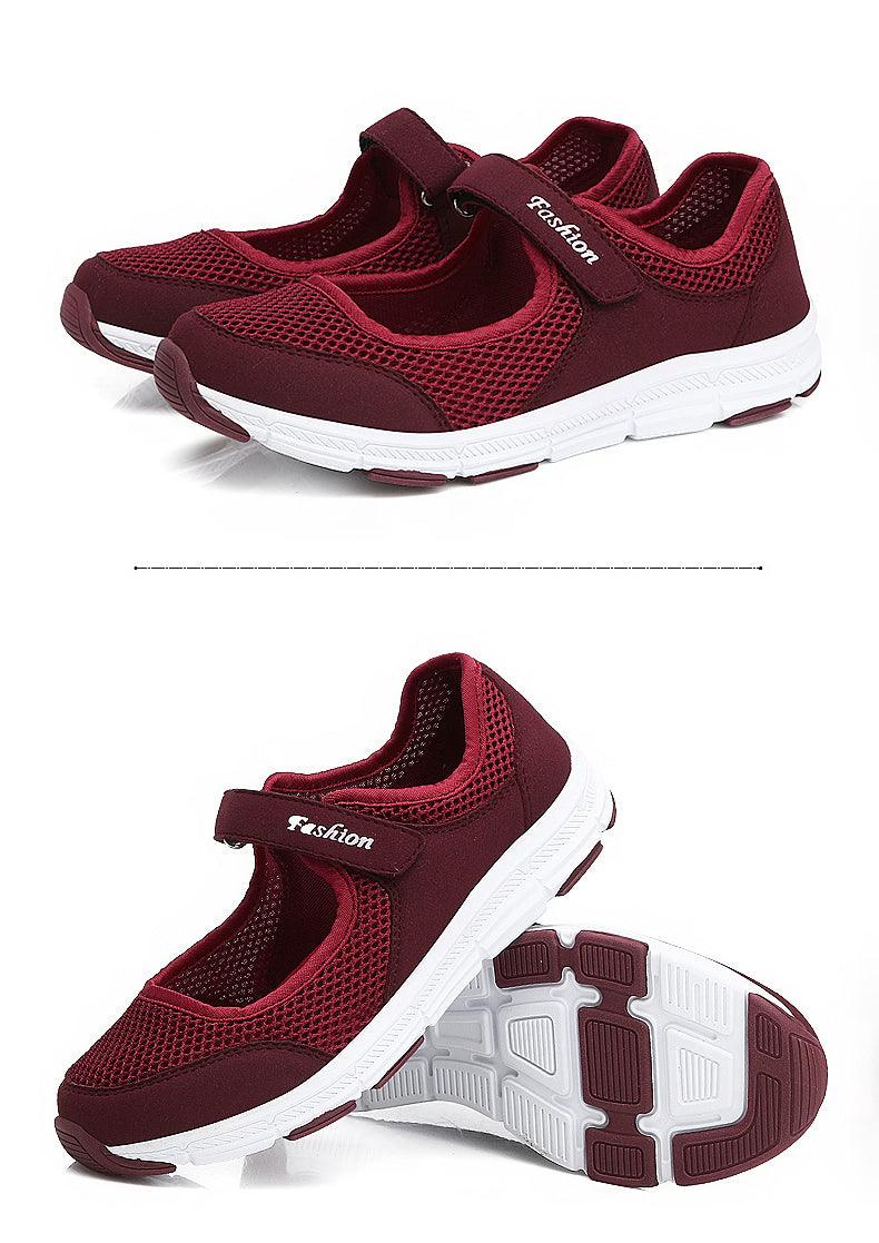 Baskets plates décontractées à la mode en maille respirante pour femmes Chaussures d'été plates et souples à la mode légères à enfiler super légères pour femmes
