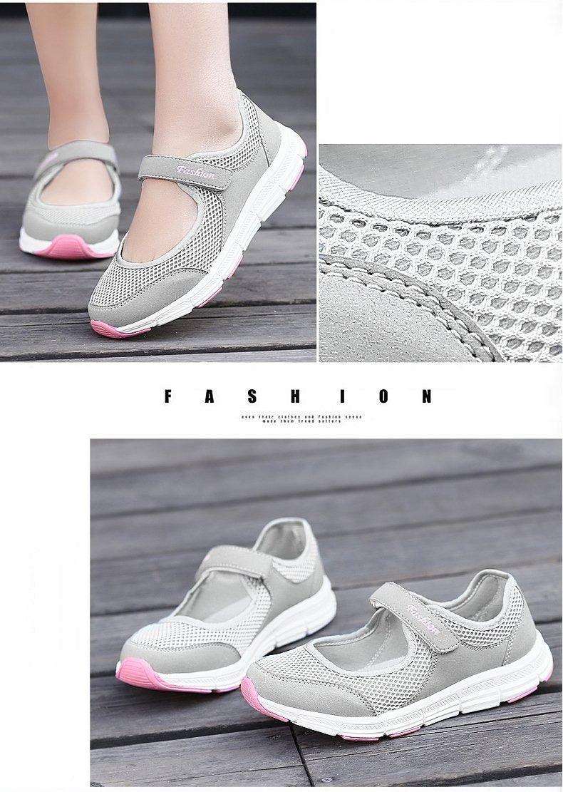 Baskets plates décontractées à la mode en maille respirante pour femmes Chaussures d'été plates et souples à la mode légères à enfiler super légères pour femmes