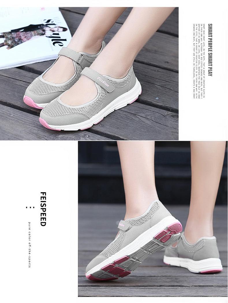 Baskets plates décontractées à la mode en maille respirante pour femmes Chaussures d'été plates et souples à la mode légères à enfiler super légères pour femmes