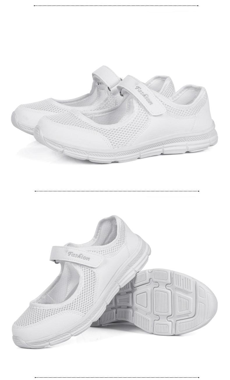 Baskets plates décontractées à la mode en maille respirante pour femmes Chaussures d'été plates et souples à la mode légères à enfiler super légères pour femmes