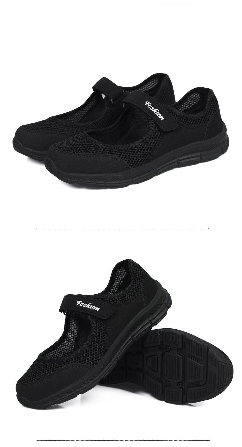 Baskets plates décontractées à la mode en maille respirante pour femmes Chaussures d'été plates et souples à la mode légères à enfiler super légères pour femmes