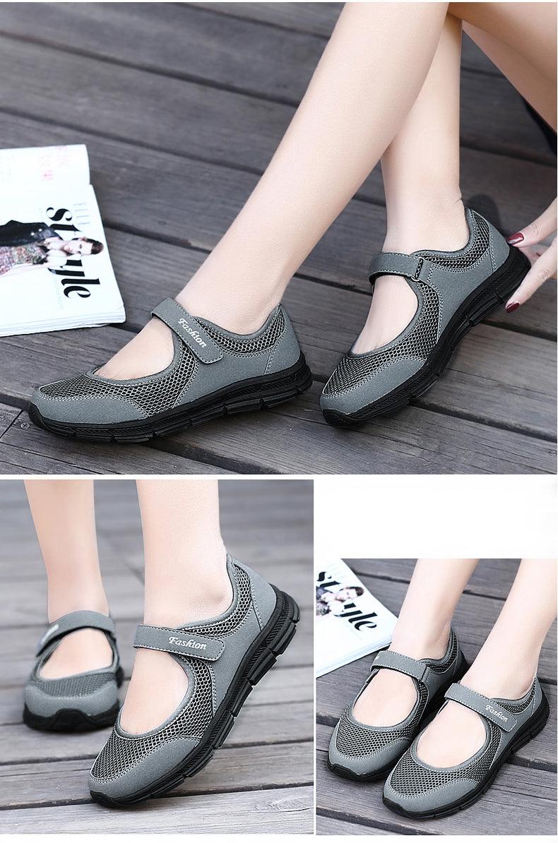 Baskets plates décontractées à la mode en maille respirante pour femmes Chaussures d'été plates et souples à la mode légères à enfiler super légères pour femmes
