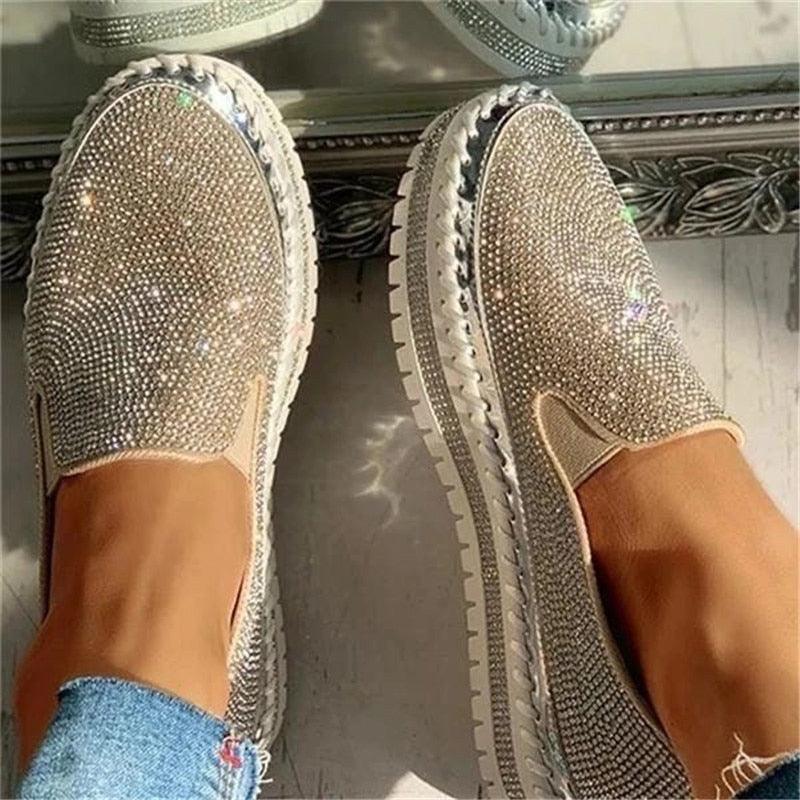 Espadrilles plates à paillettes pour femmes Chaussures décontractées en maille à lacets à plateforme confortables Chaussures vulcanisées unisexes Mocassins plats décontractés avec semelle intérieure rembourrée en mousse à mémoire de forme