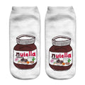 Chaussettes amusantes et mignonnes pour femmes avec impression 3D aliments Blanc Nutella Personnage Chaussettes unisexe joyeuses respirantes en coton dessin animé Donuts Biscuit Dessert Cadeau Chaussettes pour hommes et femmes