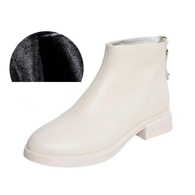 Bottes courtes pour femmes en cuir véritable, fourrure chaude, imperméables, à enfiler, super confortables, chaussures d'automne et d'hiver, gardent au chaud, semelle antidérapante et douce, doublure en fourrure chaude, bottines d'hiver.