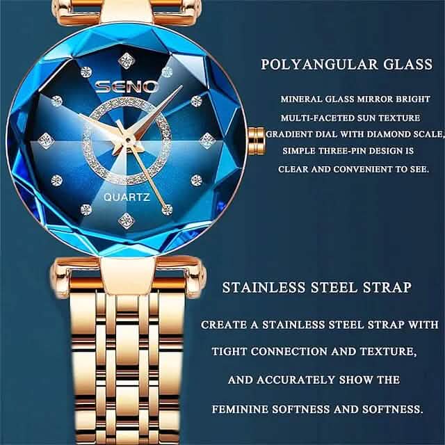Montre classique à quartz dorée et argentée pour femme