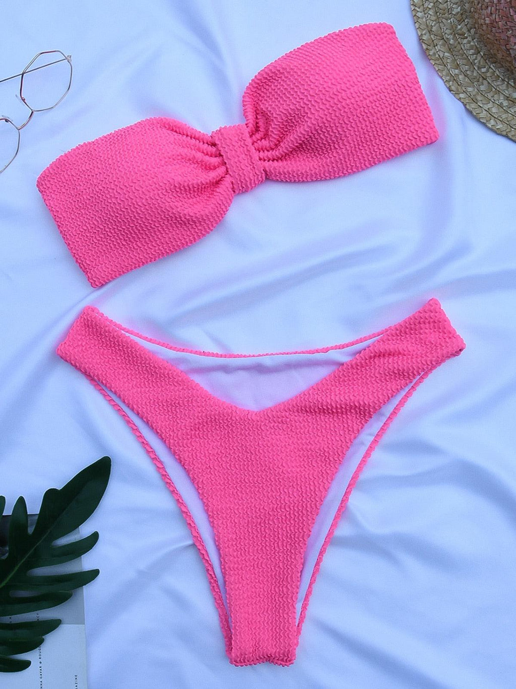 Maillot de bain bikini taille haute pour femme, ensemble bikini deux pièces avec anneau en métal et bandage croisé, découpes, attache dorsale, string, maillot de bain