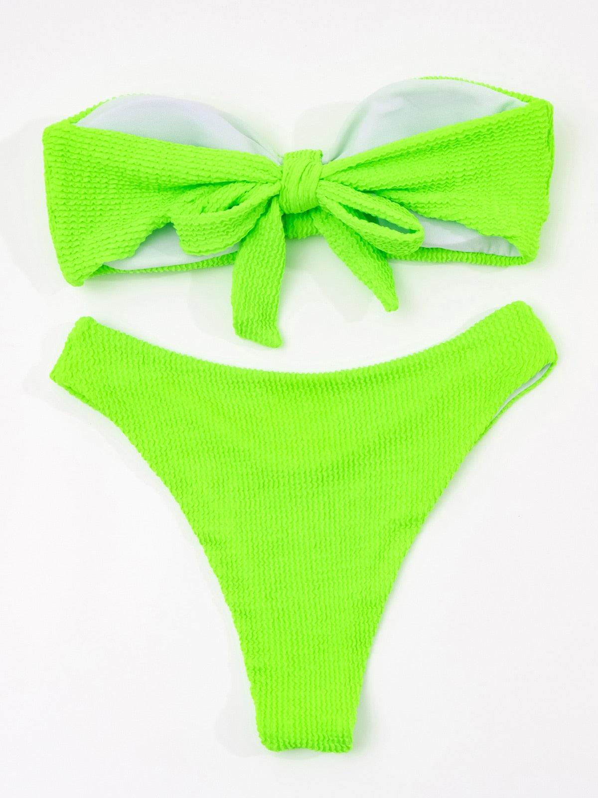 Maillot de bain bikini taille haute pour femme, ensemble bikini deux pièces avec anneau en métal et bandage croisé, découpes, attache dorsale, string, maillot de bain