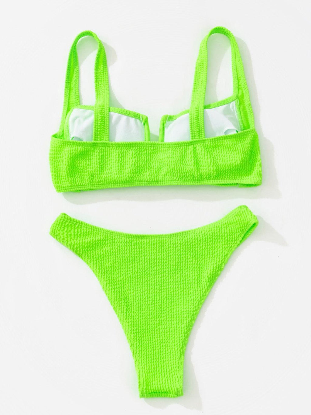 Maillot de bain bikini taille haute pour femme, ensemble bikini deux pièces avec anneau en métal et bandage croisé, découpes, attache dorsale, string, maillot de bain
