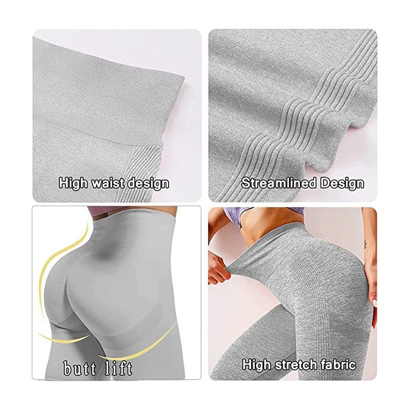 Leggings taille haute pour femmes - Leggings de sport sans couture - Leggings de sport push-up pour filles - Leggings amincissants - Pantalons de yoga - Leggings de fitness push-up sans couture - Pantalons d'entraînement respirants
