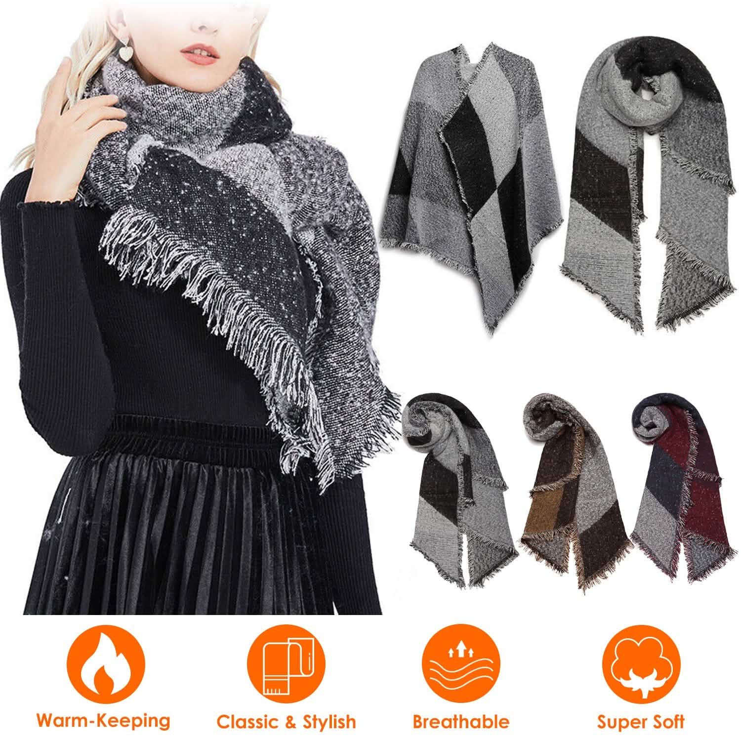 Châle long et doux en tricot pour femme, plaid couverture cape extra épaisse